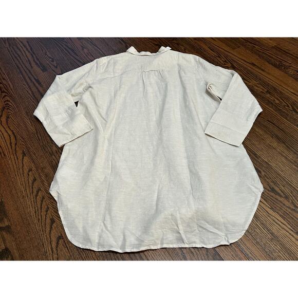 NWT J.Crew Women's Ivory Linen Textured Long Sleeves Button Up Shirt Size XL - Picture 2 of 8